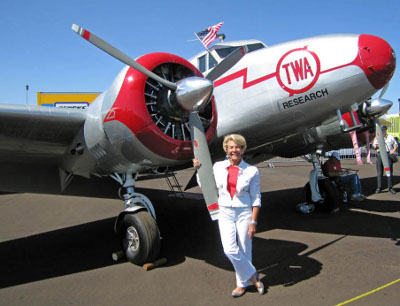 Ruth Richter in front of NC18137 in Reno