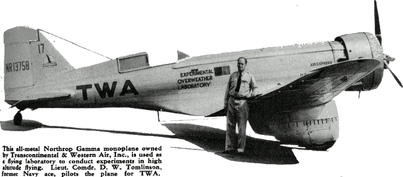 Tomlinson and the Northrop Gamma NX-13758 ,"Over weather Experimental Laboratory"