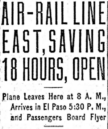 Air-Rail East, Saving 18 Hours, Open, 1929